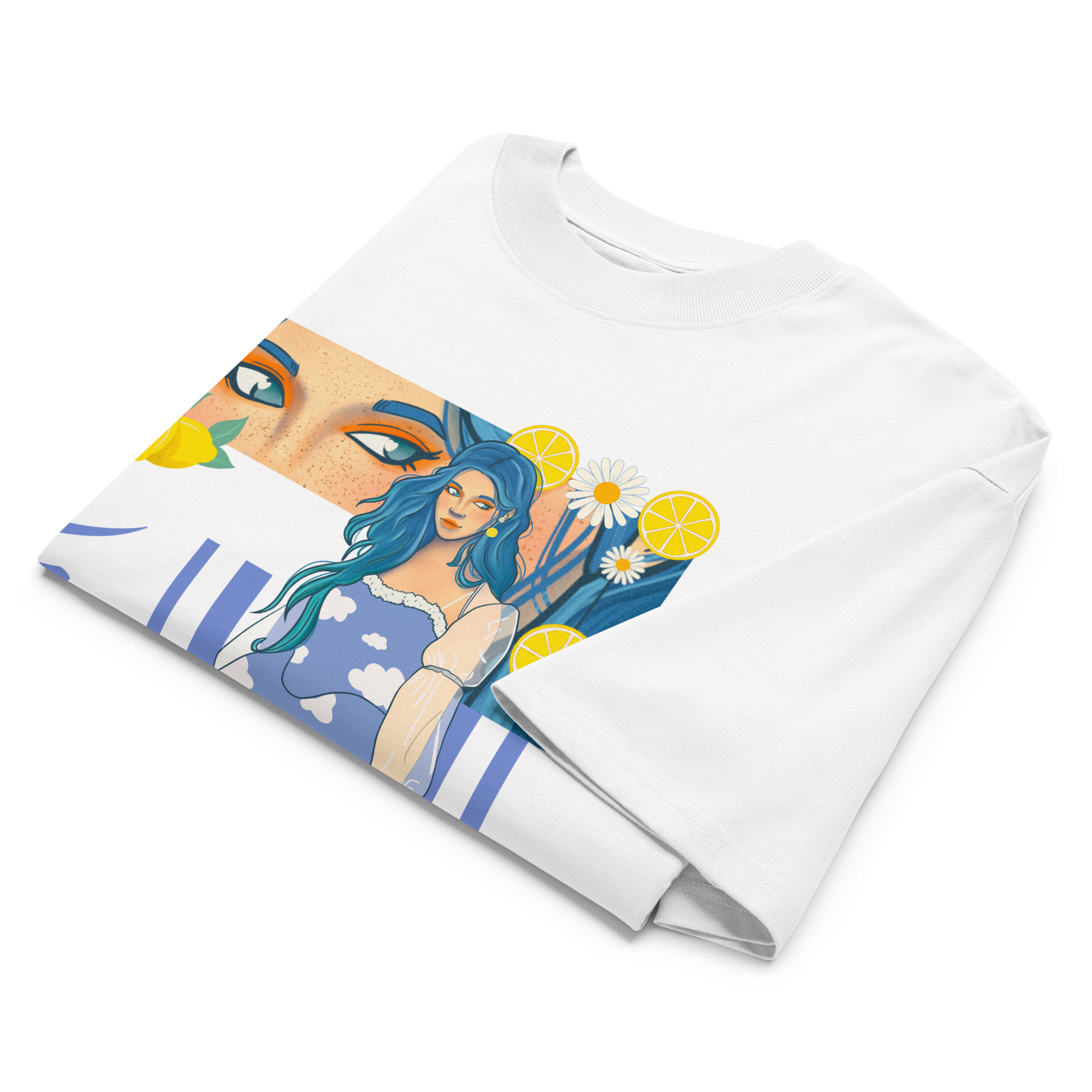 T-shirt col montant écologique unisexe citron – Image 6